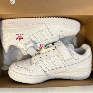 LIKE NEW ADIDAS FORUM LOW SHOES SNEAKERS WHITE AND PINK WITH BOX WOMENS 7